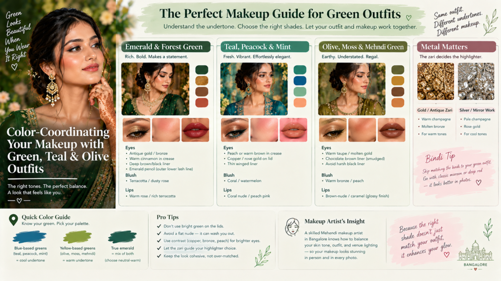 Color-Coordinating Your Makeup with Green, Teal, and Olive Outfits