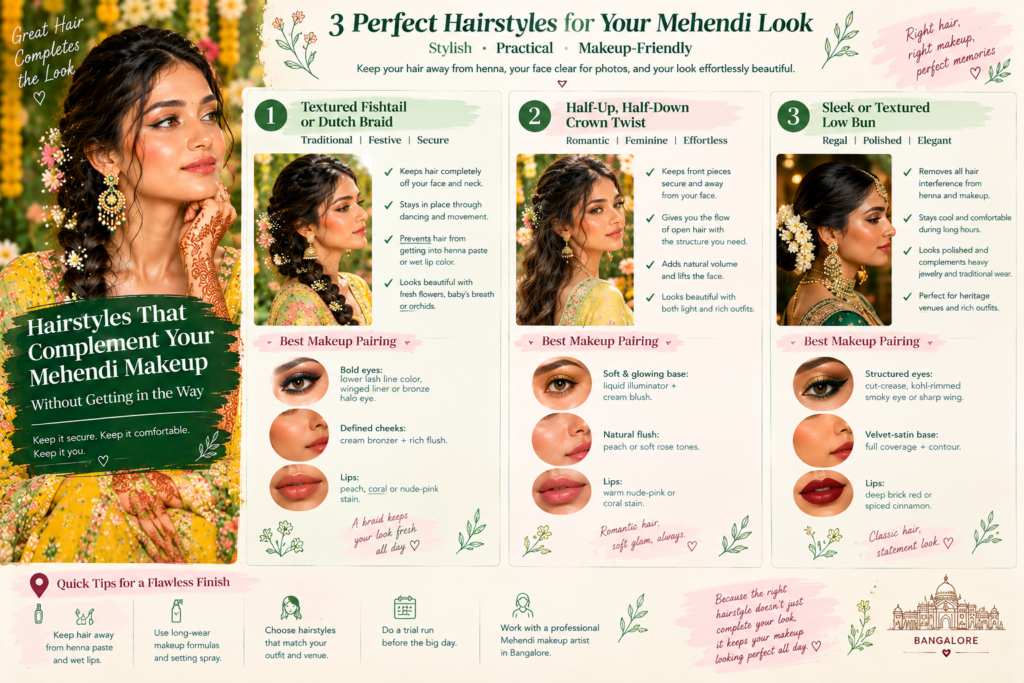 Hairstyles That Complement Your Mehendi Makeup Without Getting in the Way