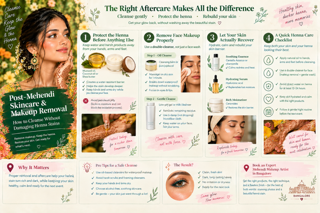 Post-Mehendi Skincare & Makeup Removal How to Cleanse Without Damaging Henna Stains