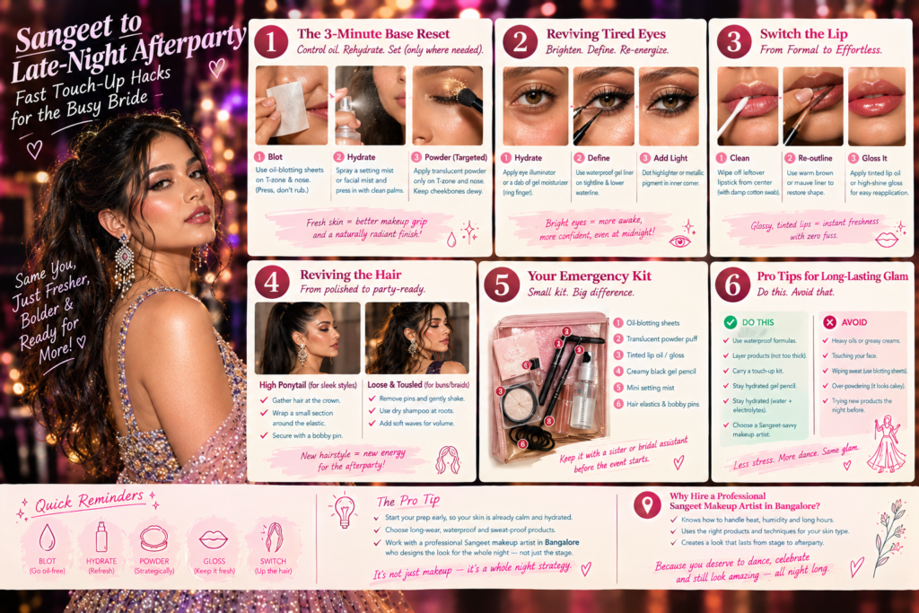 Sangeet to Late-Night Afterparty Fast Touch-Up Hacks for the Busy Bride