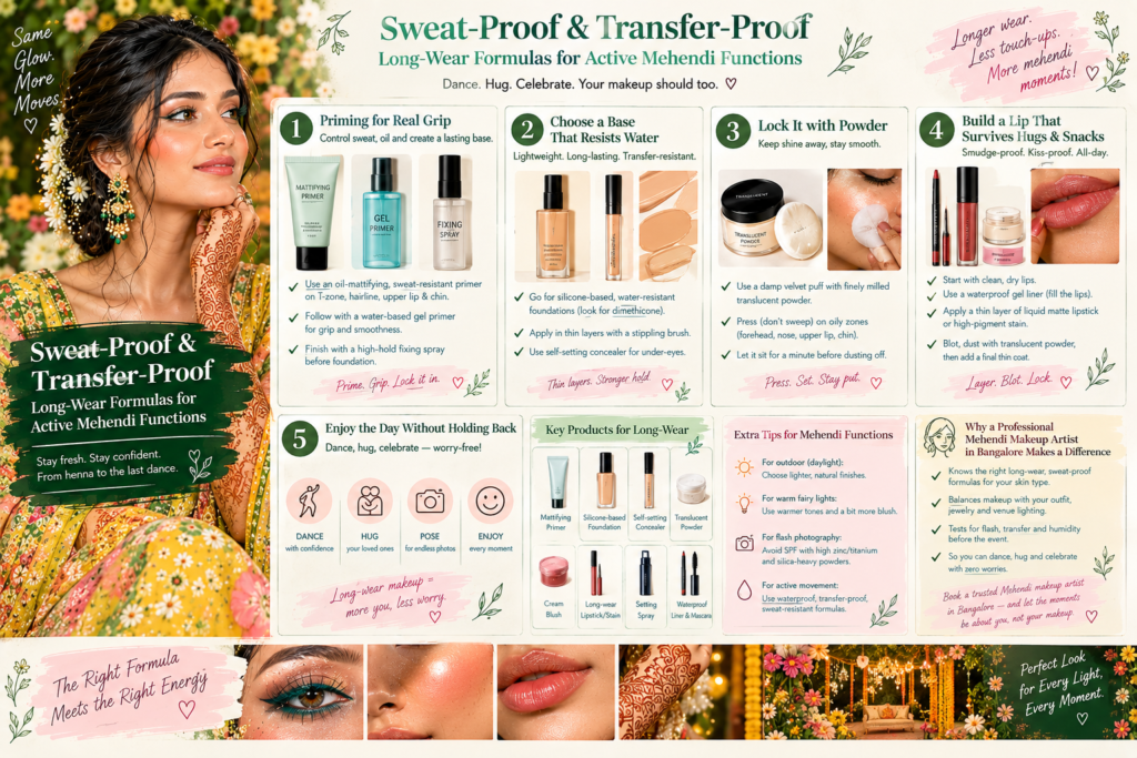 Sweat-Proof & Transfer-Proof Long-Wear Formulas for Active Mehendi Functions