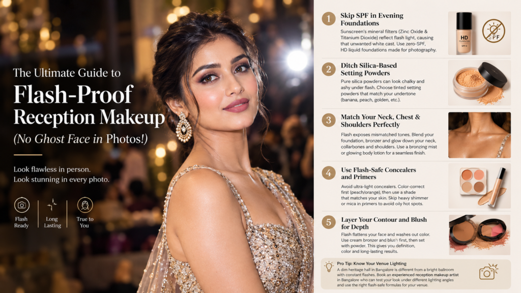 The Ultimate Guide to Flash-Proof Reception Makeup (No Ghost Face in Photos!)