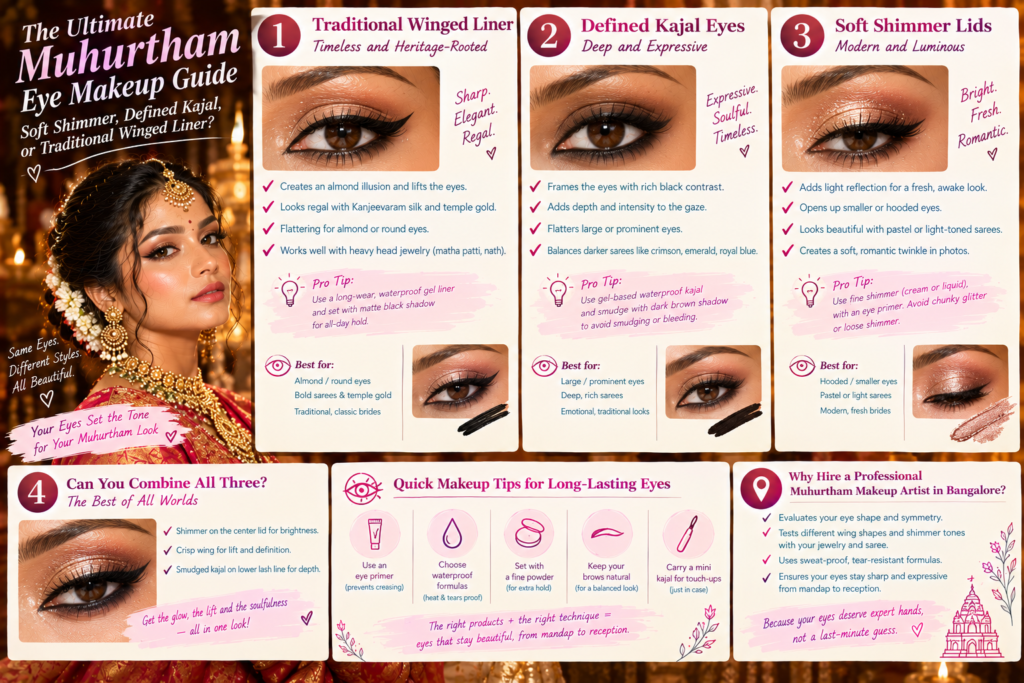 The Ultimate Muhurtham Eye Makeup Guide Soft Shimmer, Defined Kajal, or Traditional Winged Liner