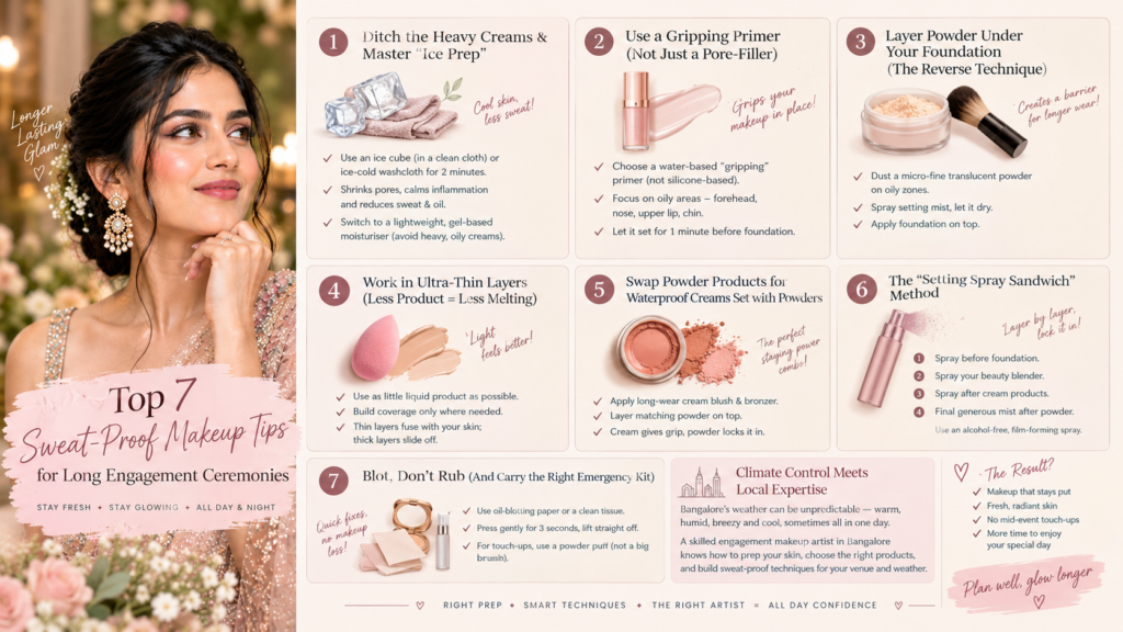 Top 7 Sweat-Proof Makeup Tips for Long Engagement Ceremonies
